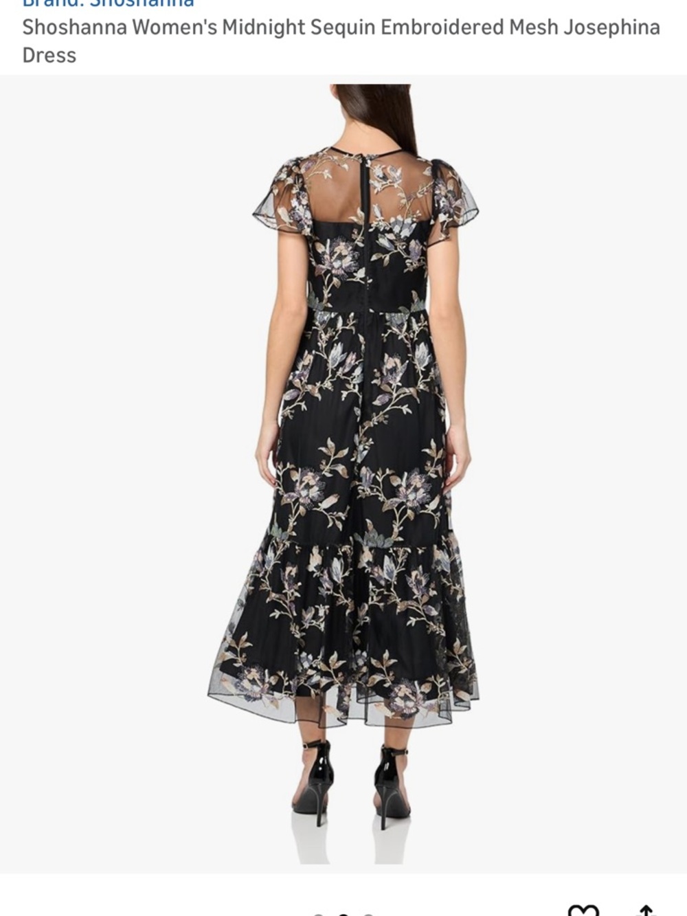 Shoshanna Black Floral Embroidered Mesh Maxi Dress - Picture 2 of 3